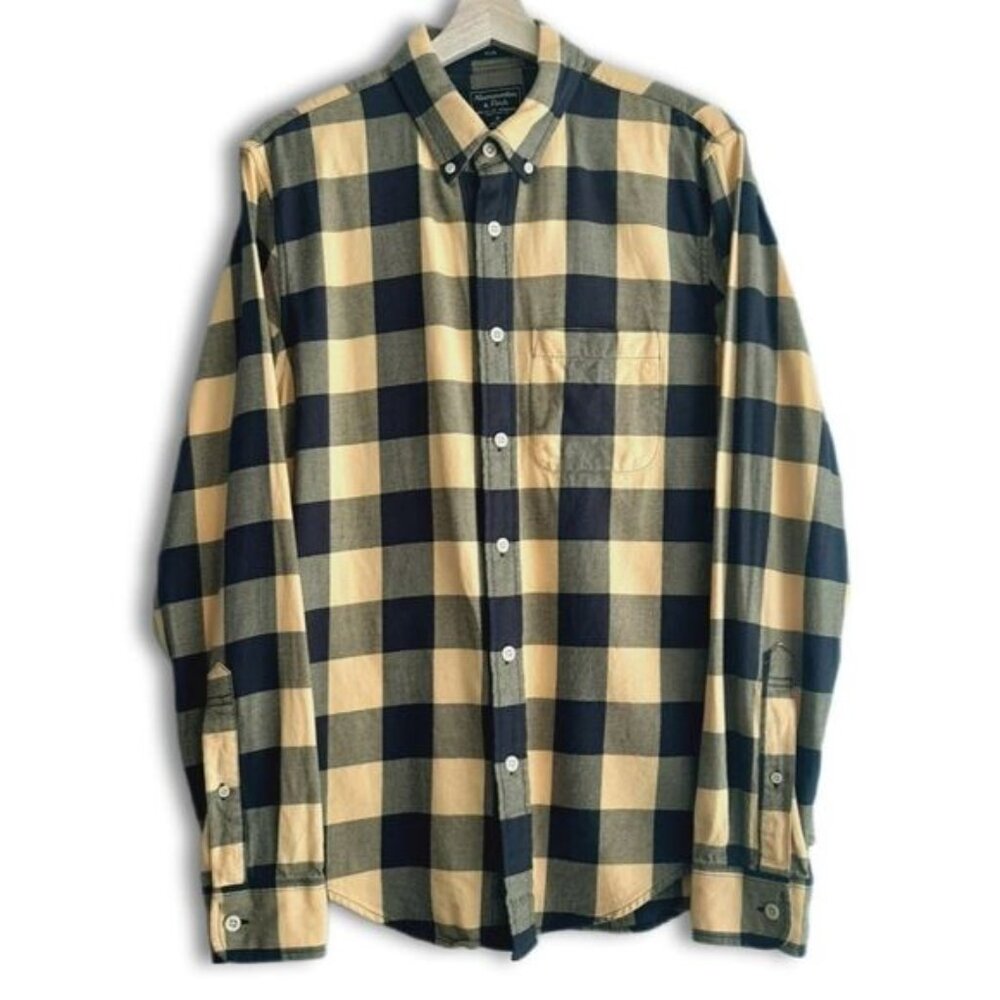 ABERCROMBIE & FITCH Slim Fit Buffalo Check Button Down Casual Shirt Men's Sz M
